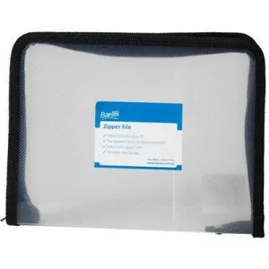 Bantex Gusset Zipper File A4 Black/Clear