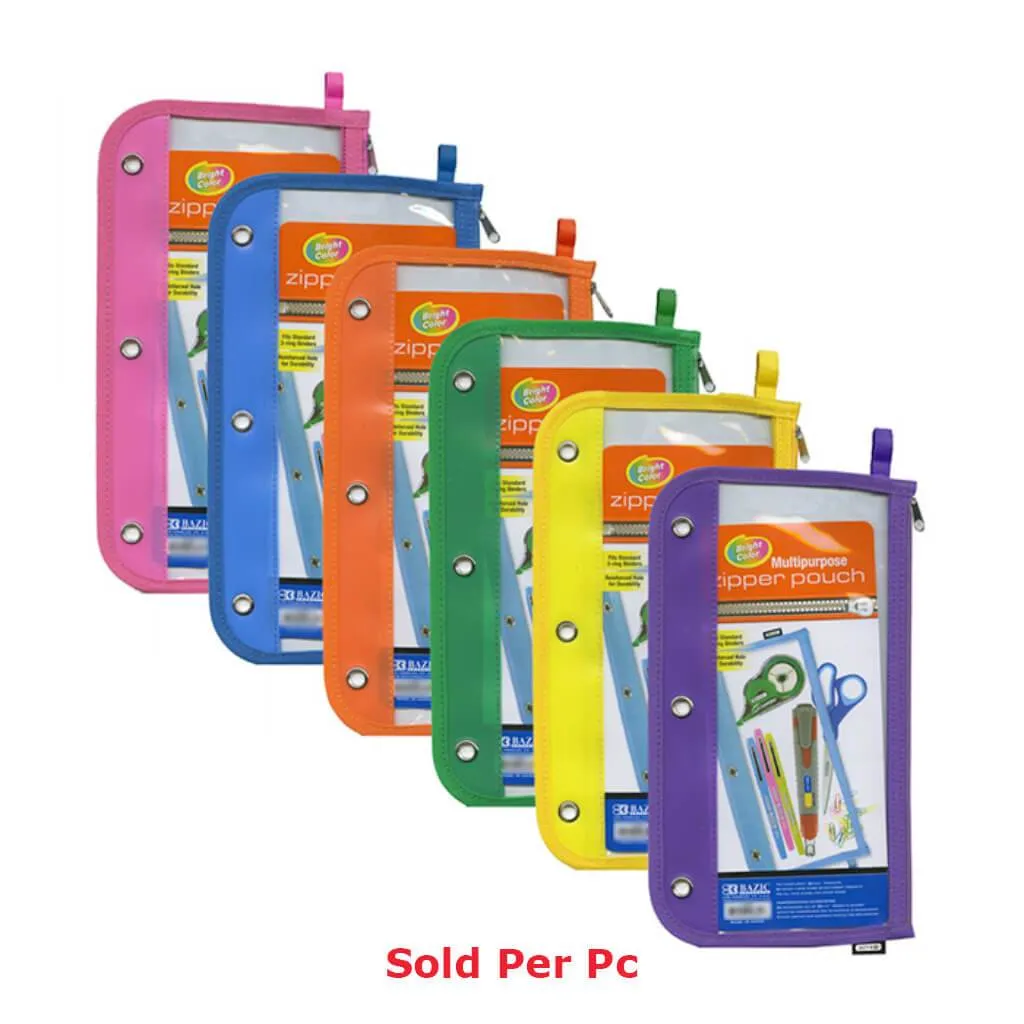 Bazic Pencil Pouch 3-Ring Clear 11.5in x 6.5in