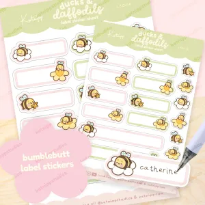 Spring Ducks and Daffodils - Bumblebutt & Daffodils A5 Kawaii Label Sticker Sheet - LB009