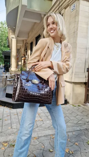 TOTE PARMA CHOCOLATE CROCCO